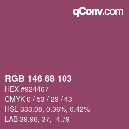 颜色代码: RGB 146 68 103 | qconv.com