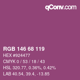 カラーコード: RGB 146 68 119 | qconv.com