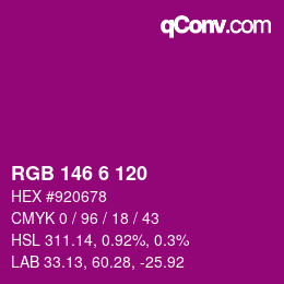 Color code: RGB 146 6 120 | qconv.com