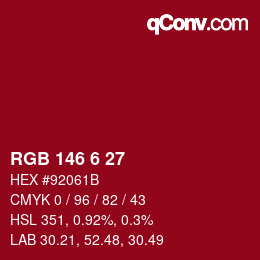 Color code: RGB 146 6 27 | qconv.com