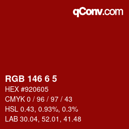 Color code: RGB 146 6 5 | qconv.com