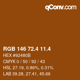 カラーコード: RGB 146 72.4 11.4 | qconv.com