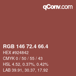 カラーコード: RGB 146 72.4 66.4 | qconv.com
