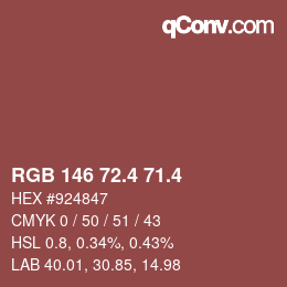 カラーコード: RGB 146 72.4 71.4 | qconv.com