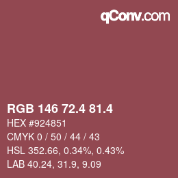 カラーコード: RGB 146 72.4 81.4 | qconv.com