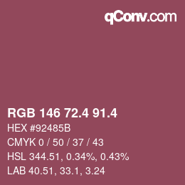 カラーコード: RGB 146 72.4 91.4 | qconv.com