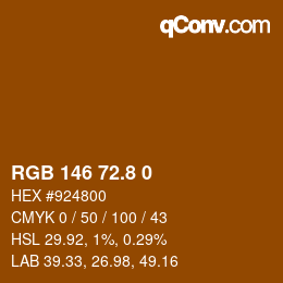 Color code: RGB 146 72.8 0 | qconv.com