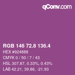 カラーコード: RGB 146 72.8 136.4 | qconv.com