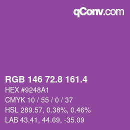 カラーコード: RGB 146 72.8 161.4 | qconv.com