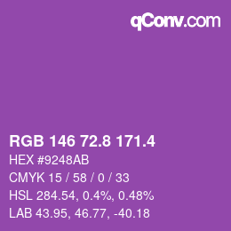 カラーコード: RGB 146 72.8 171.4 | qconv.com