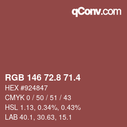 カラーコード: RGB 146 72.8 71.4 | qconv.com