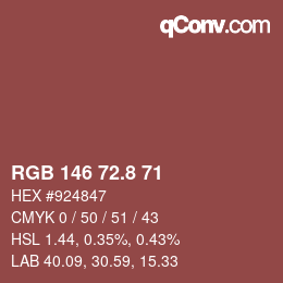 Color code: RGB 146 72.8 71 | qconv.com