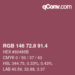 カラーコード: RGB 146 72.8 91.4 | qconv.com