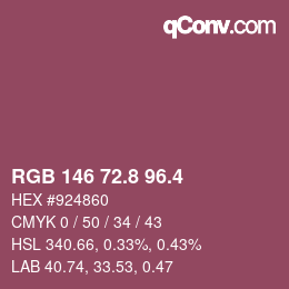 カラーコード: RGB 146 72.8 96.4 | qconv.com