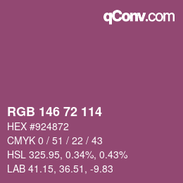Color code: RGB 146 72 114 | qconv.com