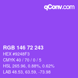 Color code: RGB 146 72 243 | qconv.com