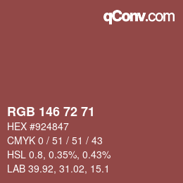 Color code: RGB 146 72 71 | qconv.com