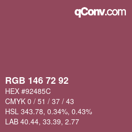 颜色代码: RGB 146 72 92 | qconv.com