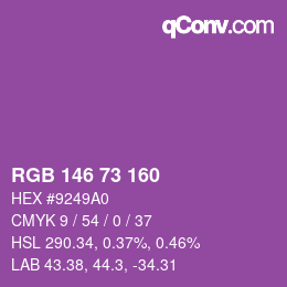Color code: RGB 146 73 160 | qconv.com