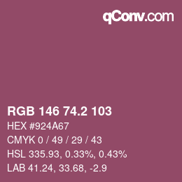 カラーコード: RGB 146 74.2 103 | qconv.com