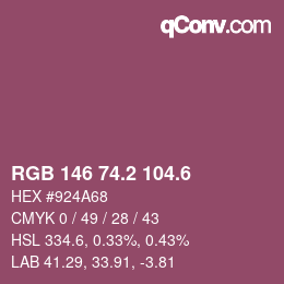 カラーコード: RGB 146 74.2 104.6 | qconv.com