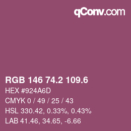 カラーコード: RGB 146 74.2 109.6 | qconv.com