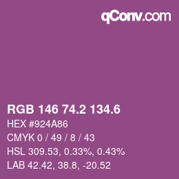 カラーコード: RGB 146 74.2 134.6 | qconv.com