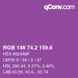 カラーコード: RGB 146 74.2 159.6 | qconv.com
