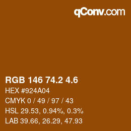 カラーコード: RGB 146 74.2 4.6 | qconv.com