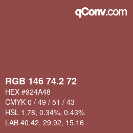 カラーコード: RGB 146 74.2 72 | qconv.com