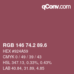 カラーコード: RGB 146 74.2 89.6 | qconv.com