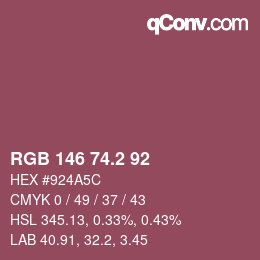 カラーコード: RGB 146 74.2 92 | qconv.com