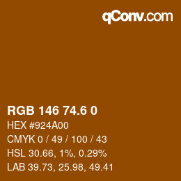 カラーコード: RGB 146 74.6 0 | qconv.com
