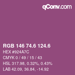 カラーコード: RGB 146 74.6 124.6 | qconv.com