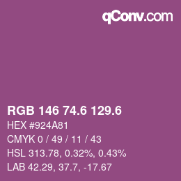 カラーコード: RGB 146 74.6 129.6 | qconv.com