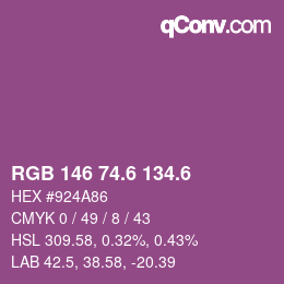 カラーコード: RGB 146 74.6 134.6 | qconv.com