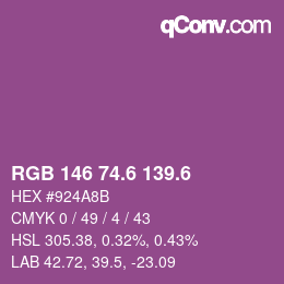 カラーコード: RGB 146 74.6 139.6 | qconv.com