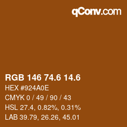 カラーコード: RGB 146 74.6 14.6 | qconv.com