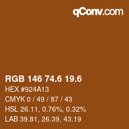 カラーコード: RGB 146 74.6 19.6 | qconv.com