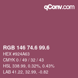 カラーコード: RGB 146 74.6 99.6 | qconv.com