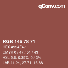 カラーコード: RGB 146 78 71 | qconv.com