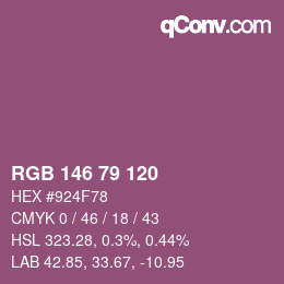 颜色代码: RGB 146 79 120 | qconv.com