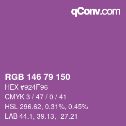 カラーコード: RGB 146 79 150 | qconv.com