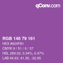 颜色代码: RGB 146 79 161 | qconv.com