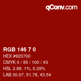 Color code: RGB 146 7 0 | qconv.com