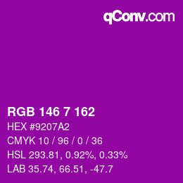 Color code: RGB 146 7 162 | qconv.com