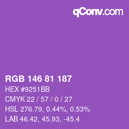Color code: RGB 146 81 187 | qconv.com