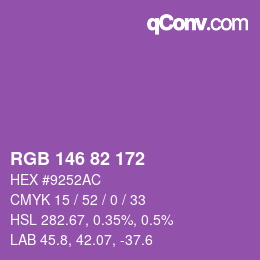 Color code: RGB 146 82 172 | qconv.com