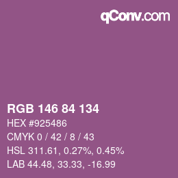 颜色代码: RGB 146 84 134 | qconv.com