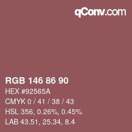 颜色代码: RGB 146 86 90 | qconv.com